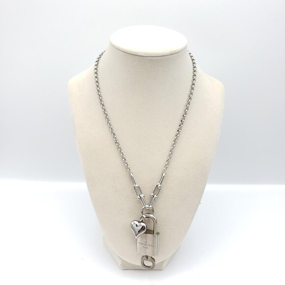 Authentic Louis Vuitton Padlock w/Unbranded Stainless Steel Plated Silver Chain - Picture 3 of 12
